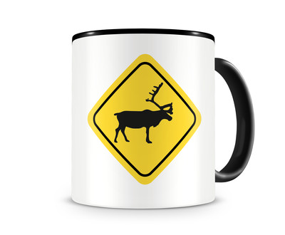 Tasse mit dem Motiv Rentiere Warnschild