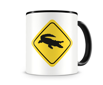 Tasse mit dem Motiv Krokodil Warnschild