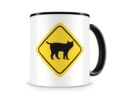 Tasse mit dem Motiv Luchs Warnschild