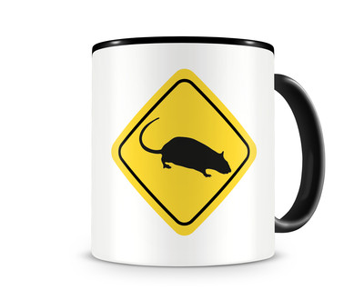 Tasse mit dem Motiv Ratten Warnschild