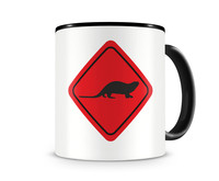 Tasse mit dem Motiv Otter Warnschild Tasse Modellnummer  schwarz/rot