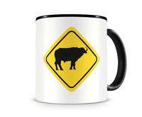 Tasse mit dem Motiv Bffel Warnschild Tasse Modellnummer  schwarz/schwarz