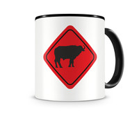 Tasse mit dem Motiv Bffel Warnschild Tasse Modellnummer  schwarz/rot