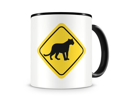 Tasse mit dem Motiv Panther Warnschild