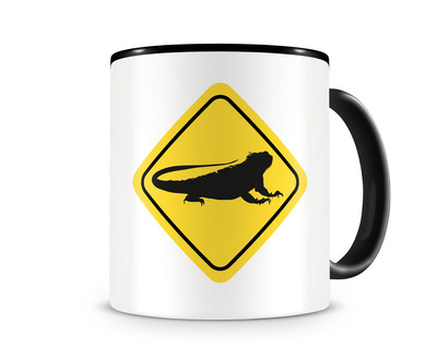 Tasse mit dem Motiv Leguan Warnschild