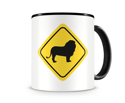 Tasse mit dem Motiv Lwen Warnschild Tasse