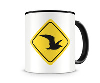 Tasse mit dem Motiv Mwen Warnschild Tasse Modellnummer  schwarz/schwarz