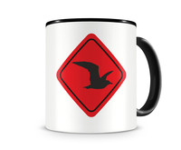 Tasse mit dem Motiv Mwen Warnschild Tasse Modellnummer  schwarz/rot