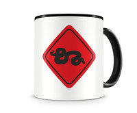 Tasse mit dem Motiv Python Warnschild Tasse Modellnummer  schwarz/rot