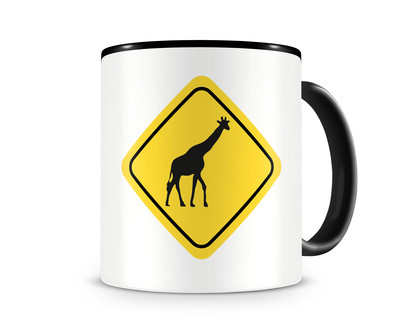 Tasse mit dem Motiv Giraffen Warnschild