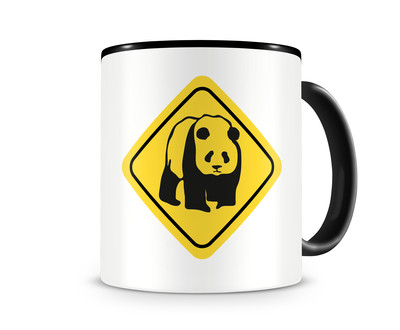 Tasse mit dem Motiv Panda Warnschild