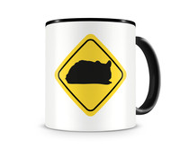 Tasse mit dem Motiv Hamster Warnschild Tasse Modellnummer  schwarz/schwarz