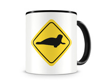 Tasse mit dem Motiv Robben Warnschild Tasse Modellnummer  schwarz/schwarz