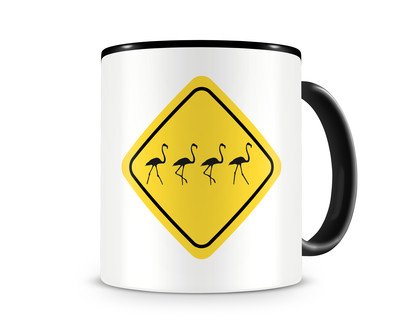 Tasse mit dem Motiv Flamingo Warnschild Tasse