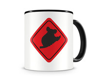 Tasse mit dem Motiv Koala Warnschild Tasse Modellnummer  schwarz/rot