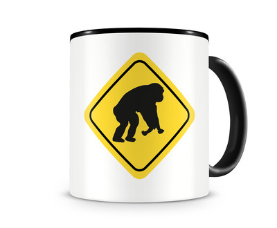 Tasse mit dem Motiv Affen Warnschild
