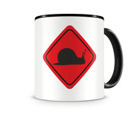 Tasse mit dem Motiv Schnecken Warnschild Tasse Modellnummer  schwarz/rot