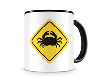 Tasse mit dem Motiv Krebs Warnschild Tasse Modellnummer  schwarz/schwarz
