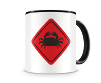 Tasse mit dem Motiv Krebs Warnschild Tasse Modellnummer  schwarz/rot