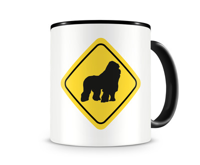 Tasse mit dem Motiv Gorillas Warnschild