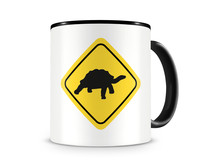 Tasse mit dem Motiv Landschildkrten Warnschild Tasse Modellnummer  schwarz/schwarz