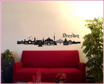 Samunshi Wandtattoo Dresden Skyline Stadt 135cm Wandtatoo